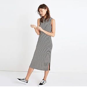 Madewell Ribbed Mockneck Midi Dress in Stripe Size Large